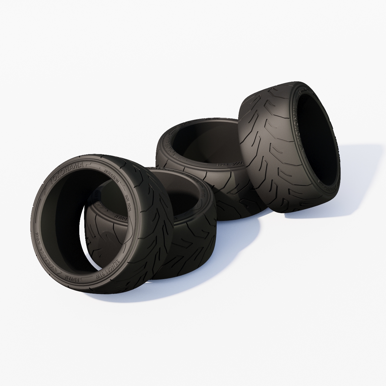 NOT stretched rubber tires Yokohama ADVAN A048 17-18 inch 1/24